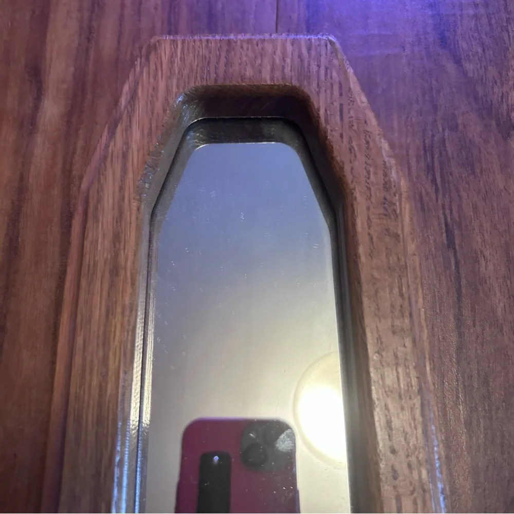 Wooden Wall Mirror with Candle Holder - Brown
